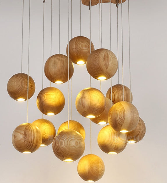 Nordic Wood Sphere Chandelier