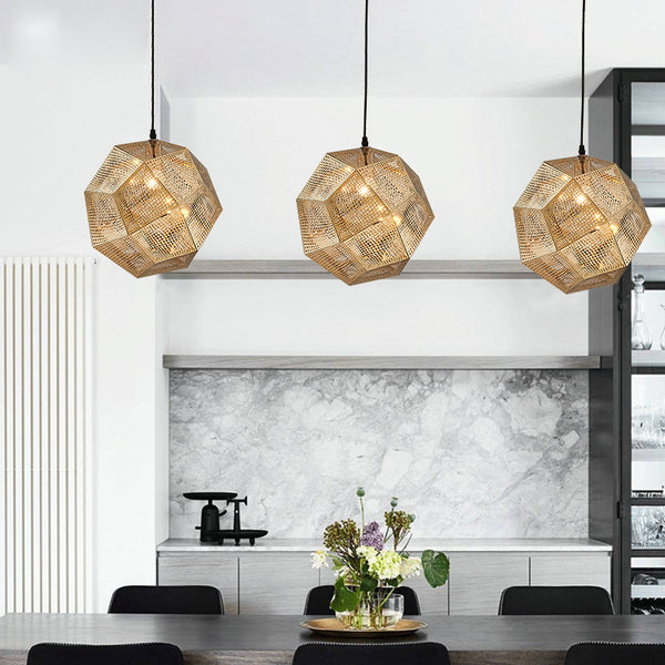 Modern Grid Polyhedral Pendant Light